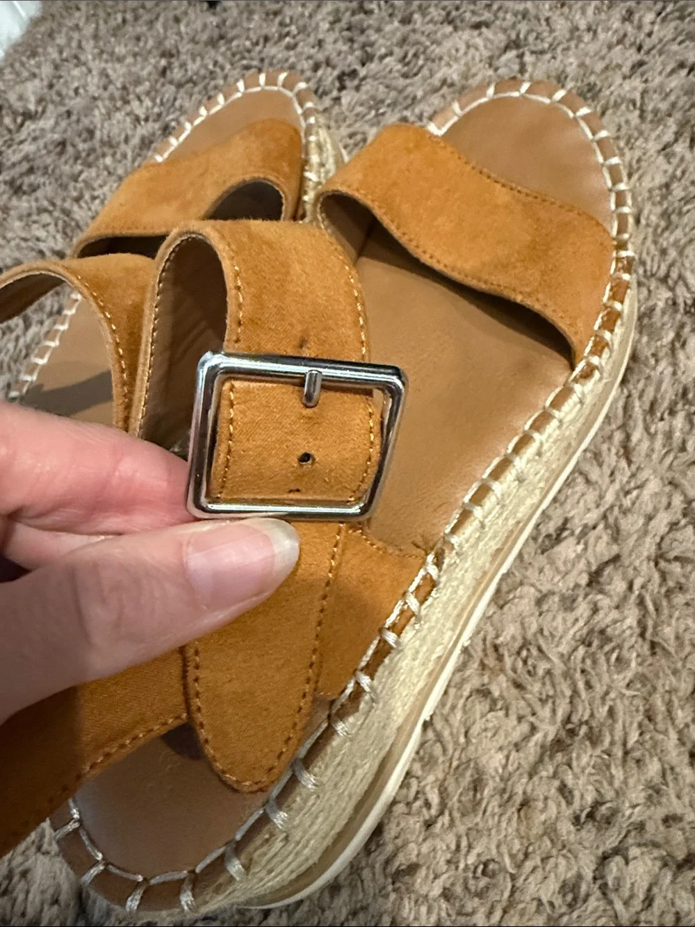 Women's Suede Espadrille Sandals in Tan